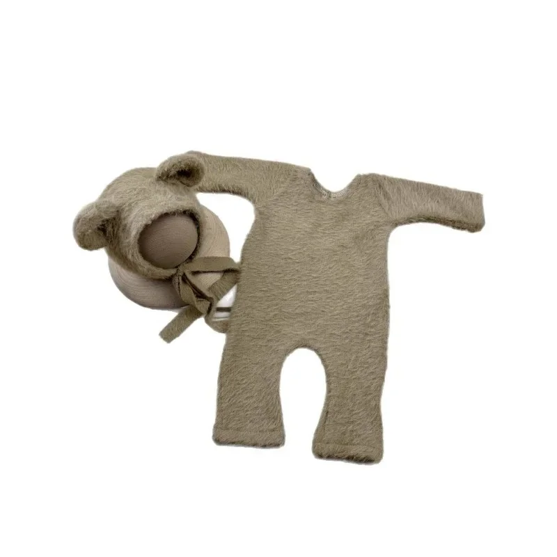 Gorro de osito y pelele para fotos de bebé recién nacido
