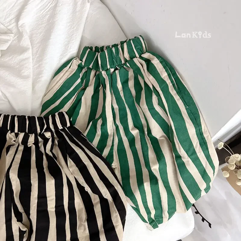 Pantalones cortos a rayas transpirables para bebés y niños - imagen 4
