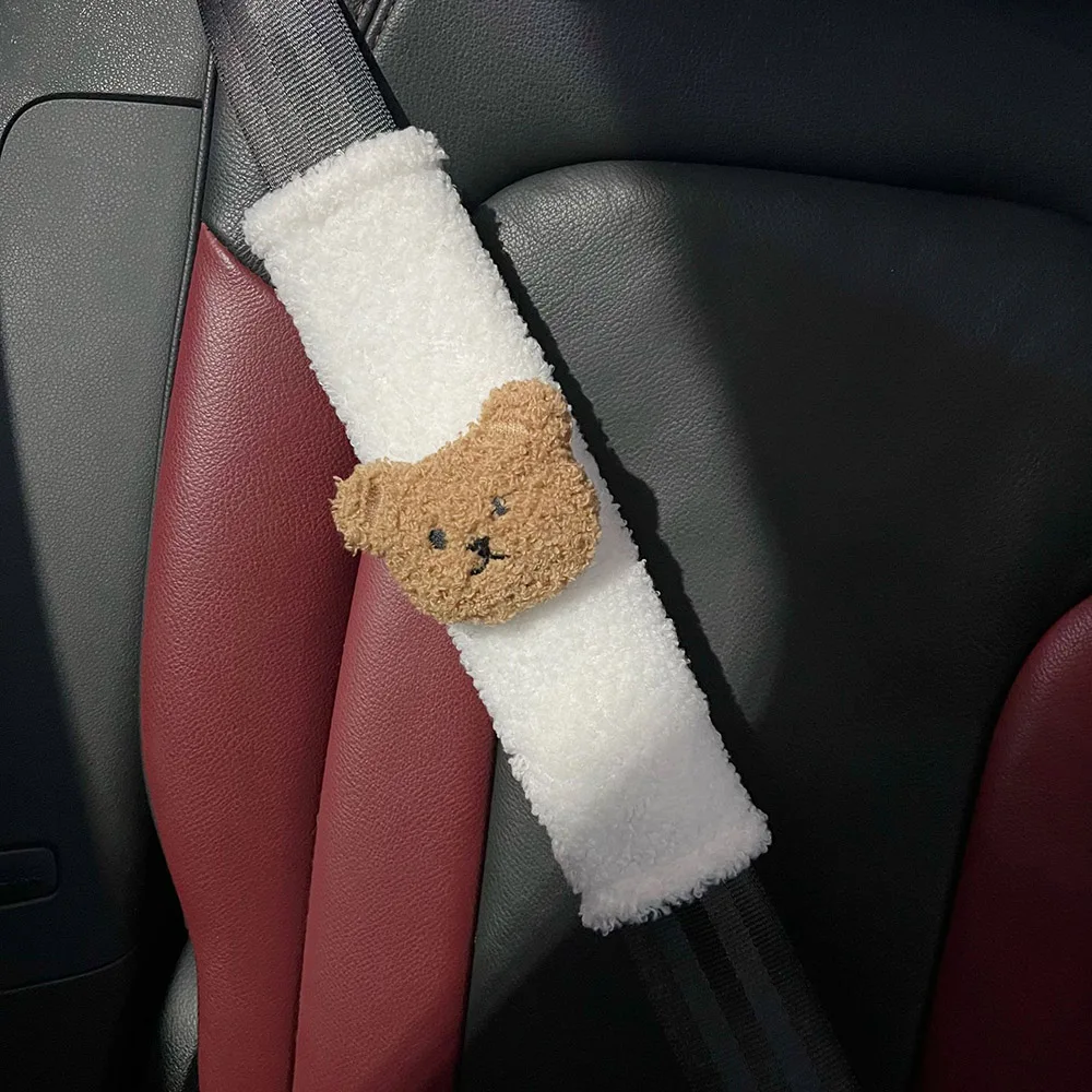 Funda protectora de cinturón de seguridad para coche – Diseño suave de oso de peluche