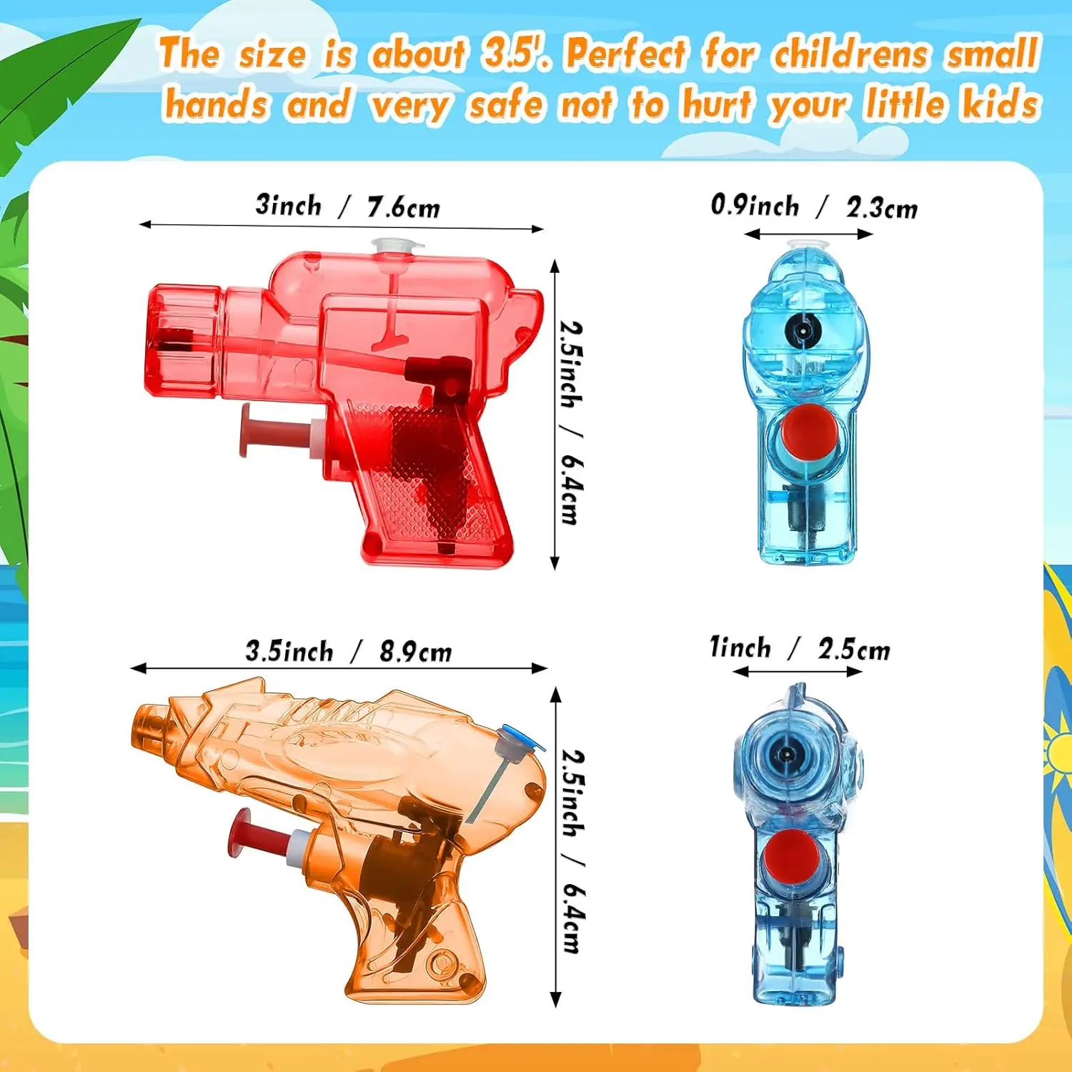 Pistola de agua infantil mini de colores para verano, playa y piscina