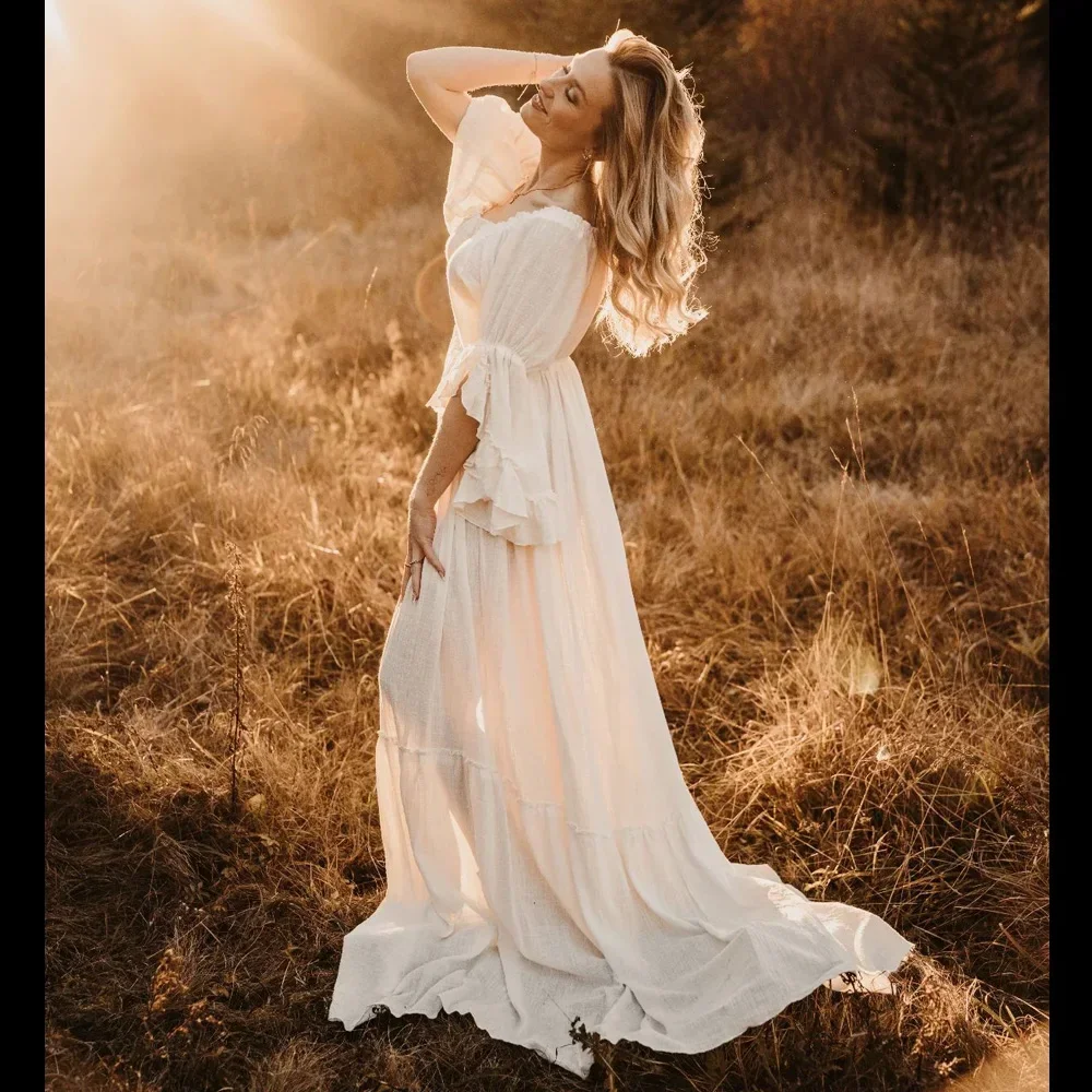 Vestido de maternidad bohemio algodón-lino – Sesión fotos embarazo