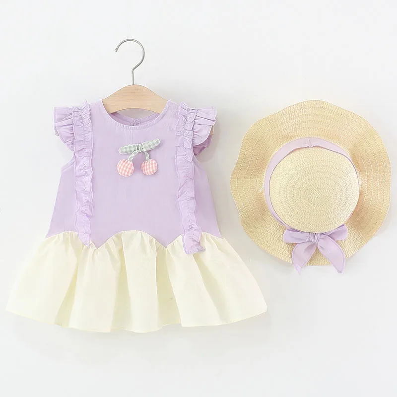 Vestido de verano de niña en algodón con sombrero solar - imagen 2