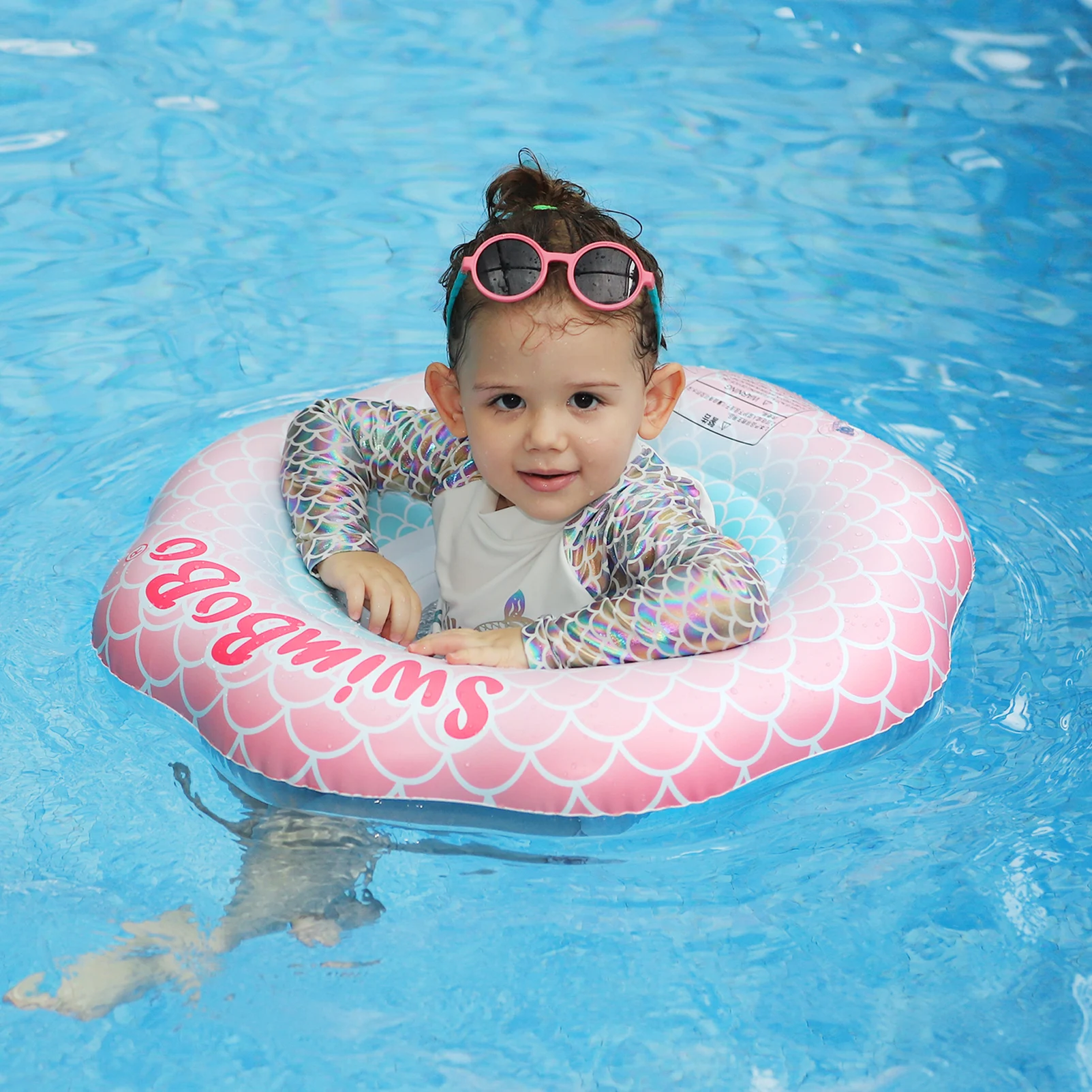 Swimbobo Anillo flotador bebé PVC rosa y azul para piscina - imagen 5