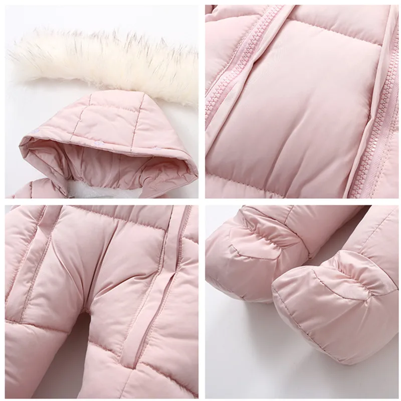 Pelele bebé algodón grueso con capucha y guantes para invierno - imagen 5