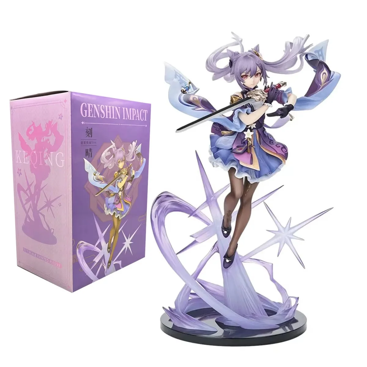 Figura coleccionable de Keqing de Genshin Impact con espada