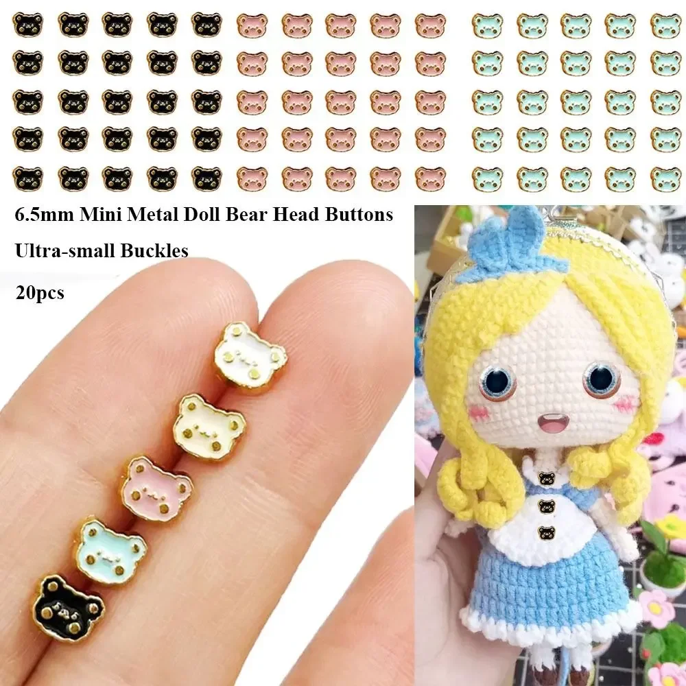 Botones metálicos mini para ropa de muñeca con oso - imagen 3
