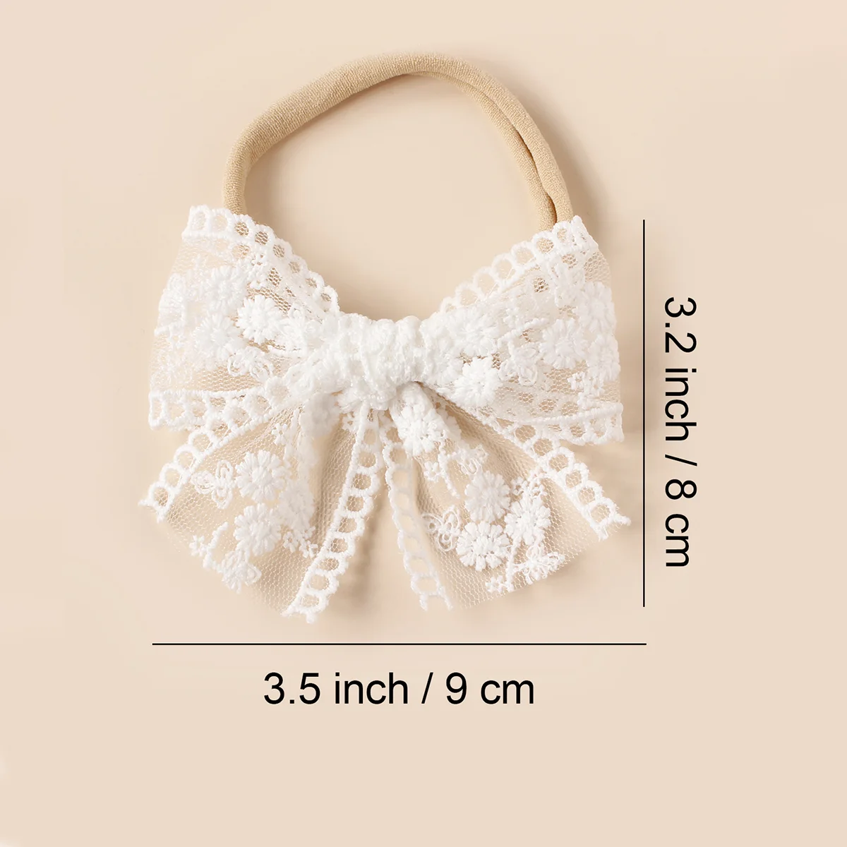 Diadema princesa bordada con lazo de encaje para bebé niña - imagen 3
