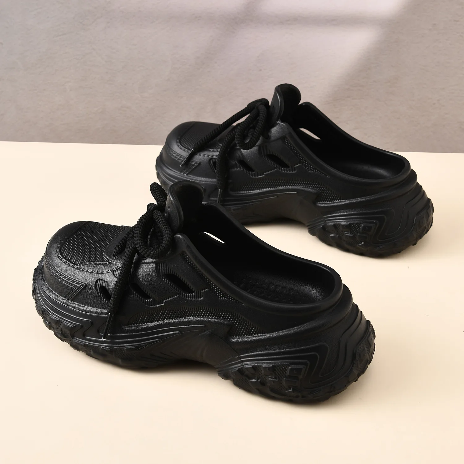 Sandalias de plataforma para casa y calle con cordones - imagen 2
