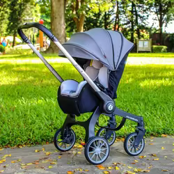Cochecito bebé bidireccional ligero plegable con cesta y tumbado