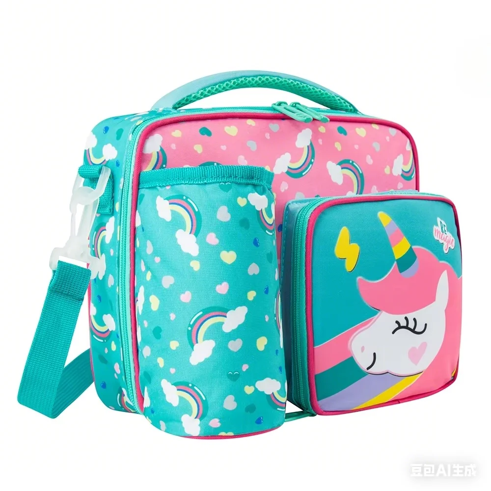 Bolsa de almuerzo infantil con bolsillos para botella y utensilios - imagen 2