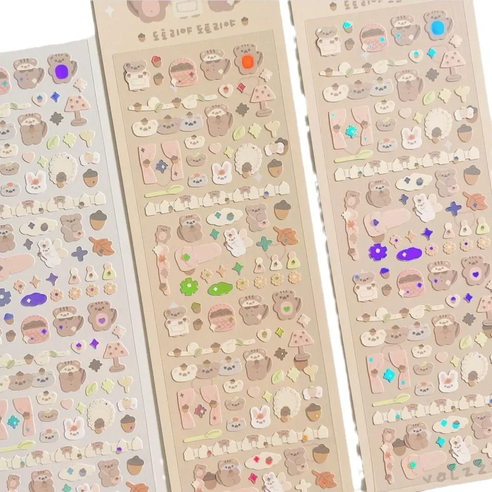 Pegatinas kawaii oso y conejo coreanas para álbum y móvil - imagen 5