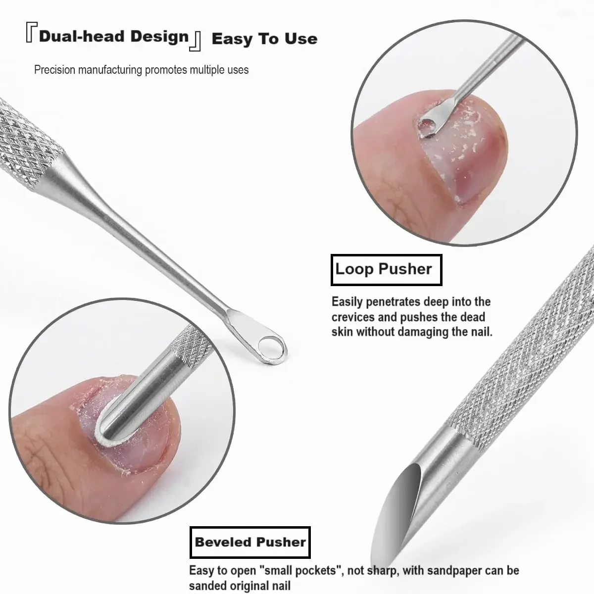 Empujador de cutículas acero inoxidable con espátula biselada - imagen 5