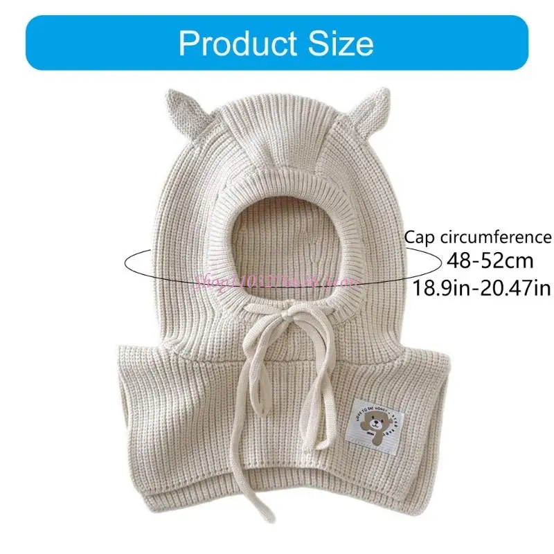 Gorro con orejeras ajustables de punto cálido y cuello tostador - imagen 4