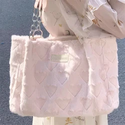 Bolso de hombro de felpa elegante para niña y mujer de calle sencillo