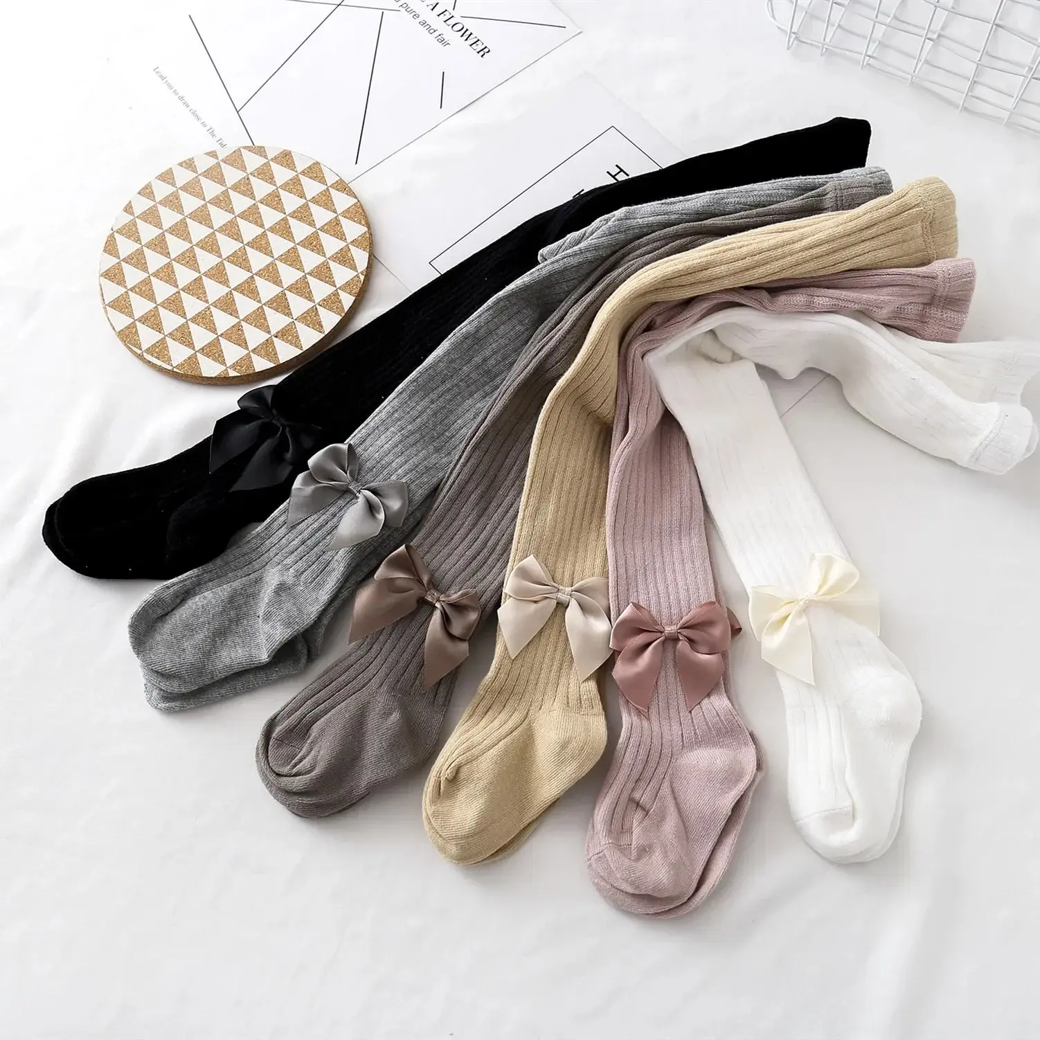 Medias con lazo para niñas de algodón – Invierno suave y cómodo - imagen 4