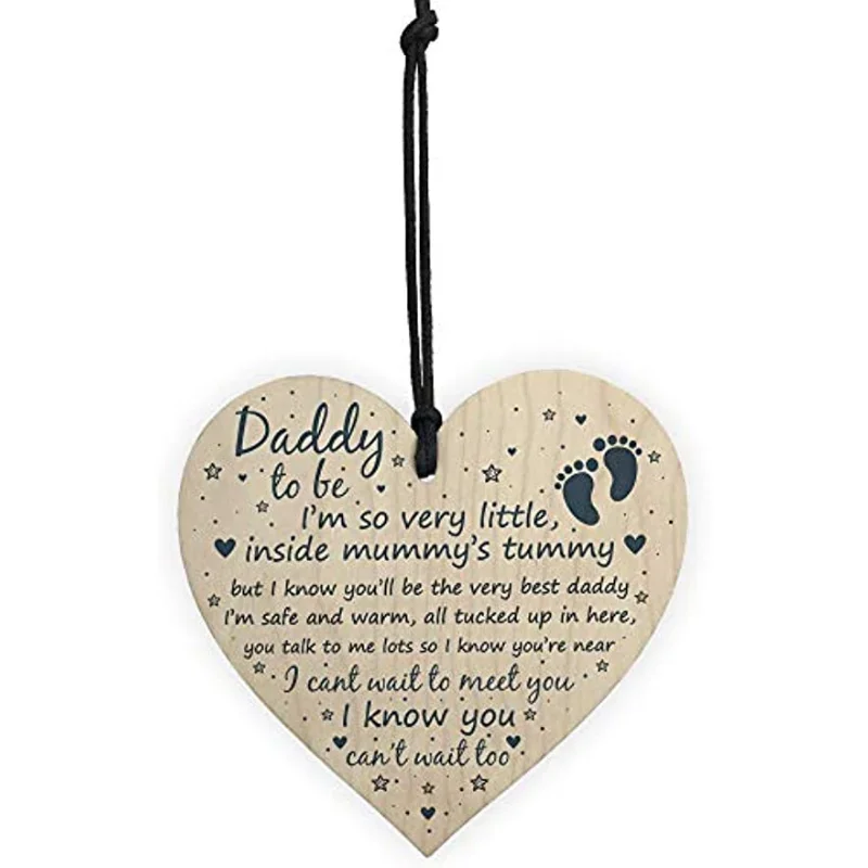 Tarjeta corazon de madera para papa primerizo - Regalo especial - imagen 5