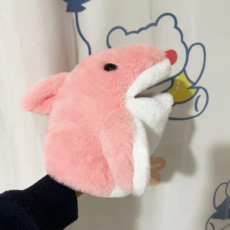 Marioneta de mano tiburón peluche con boca abierta - imagen 3
