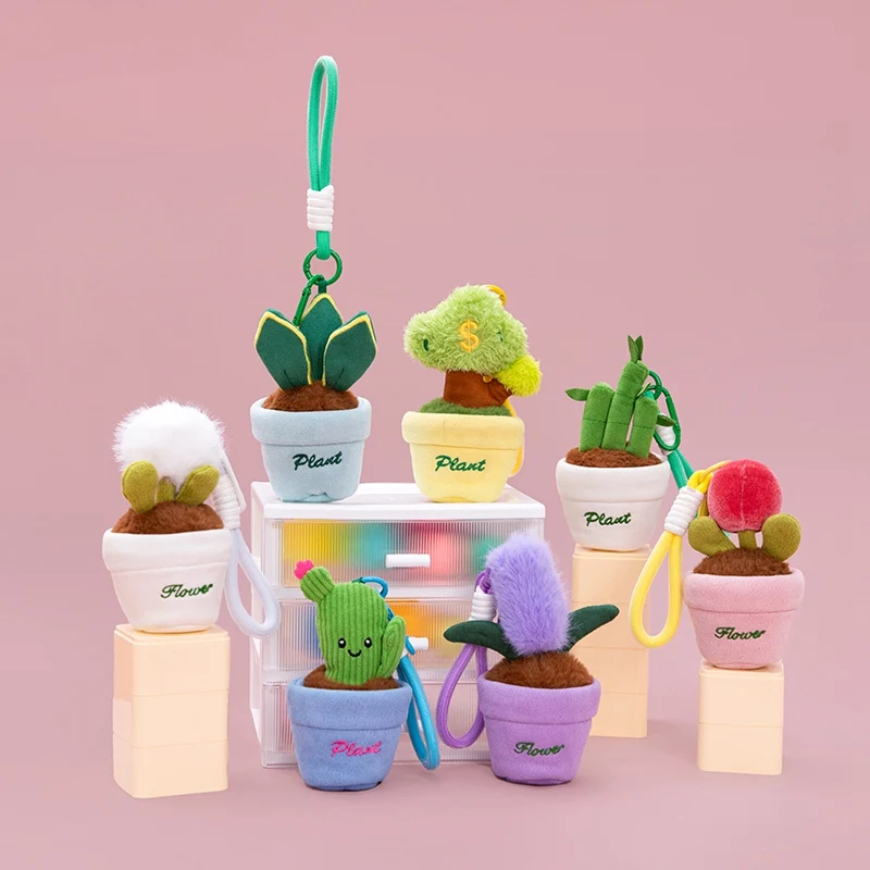 Llavero peluche de cactus y tulipán en maceta colgante para bolso - imagen 5