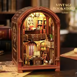 Soporte de libros artesanal con luz LED para maquetas de librería