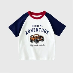 Camiseta de verano algodón peinado cuello redondo holgada estampada