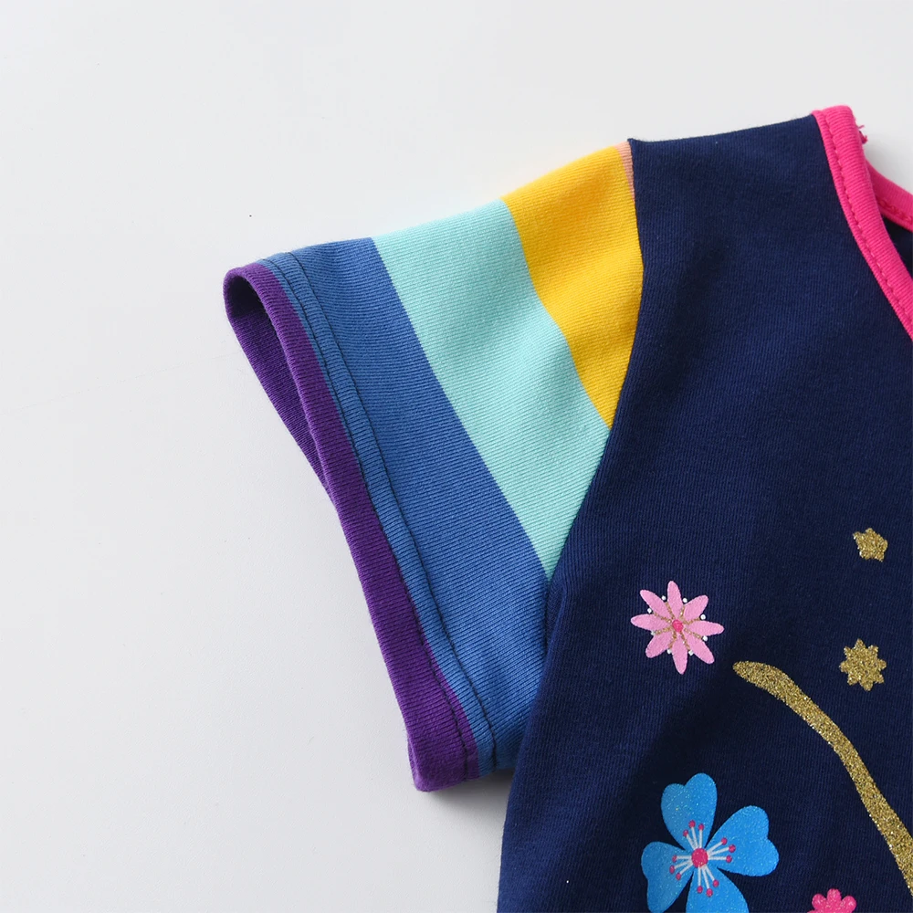 DXTON Camiseta de verano para niña cuello redondo rosa casual