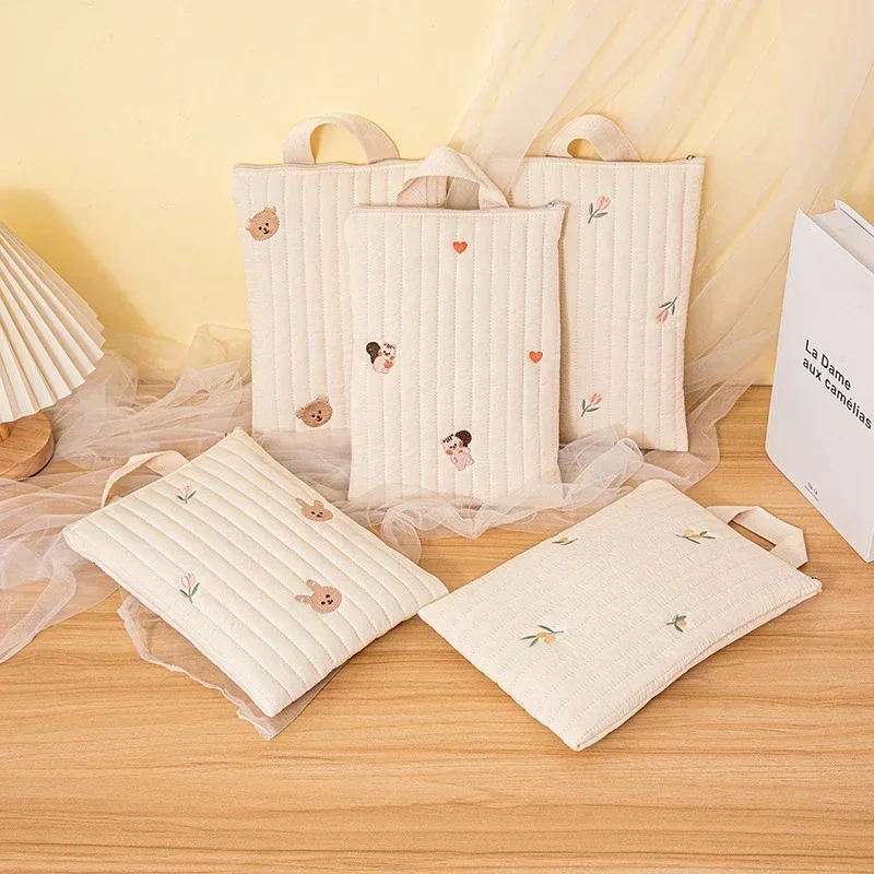 Bolsa pañales bebé algodón osito bordado organizador