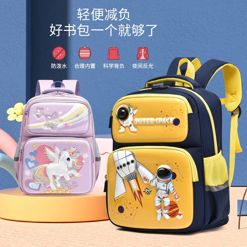 Mochila escolar unicornio impermeable con diseño arcoíris - imagen 3