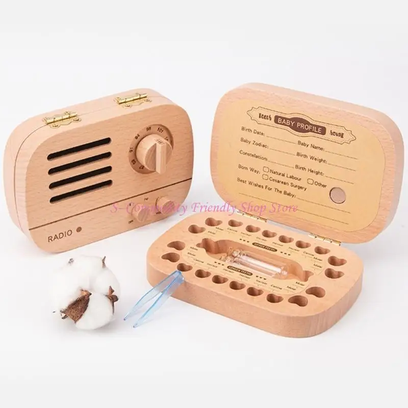 Caja recuerdo dientes de leche en madera con compartimentos - imagen 2