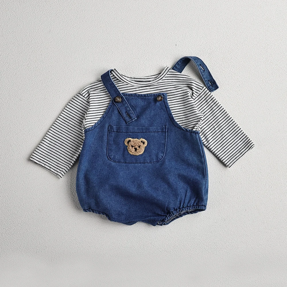 Conjunto verano bebé: peto vaquero con camiseta a rayas - imagen 5