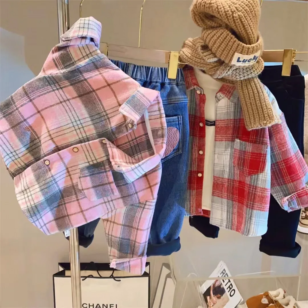 Camisa infantil de otoño estilo retro con solapa para niños - imagen 4