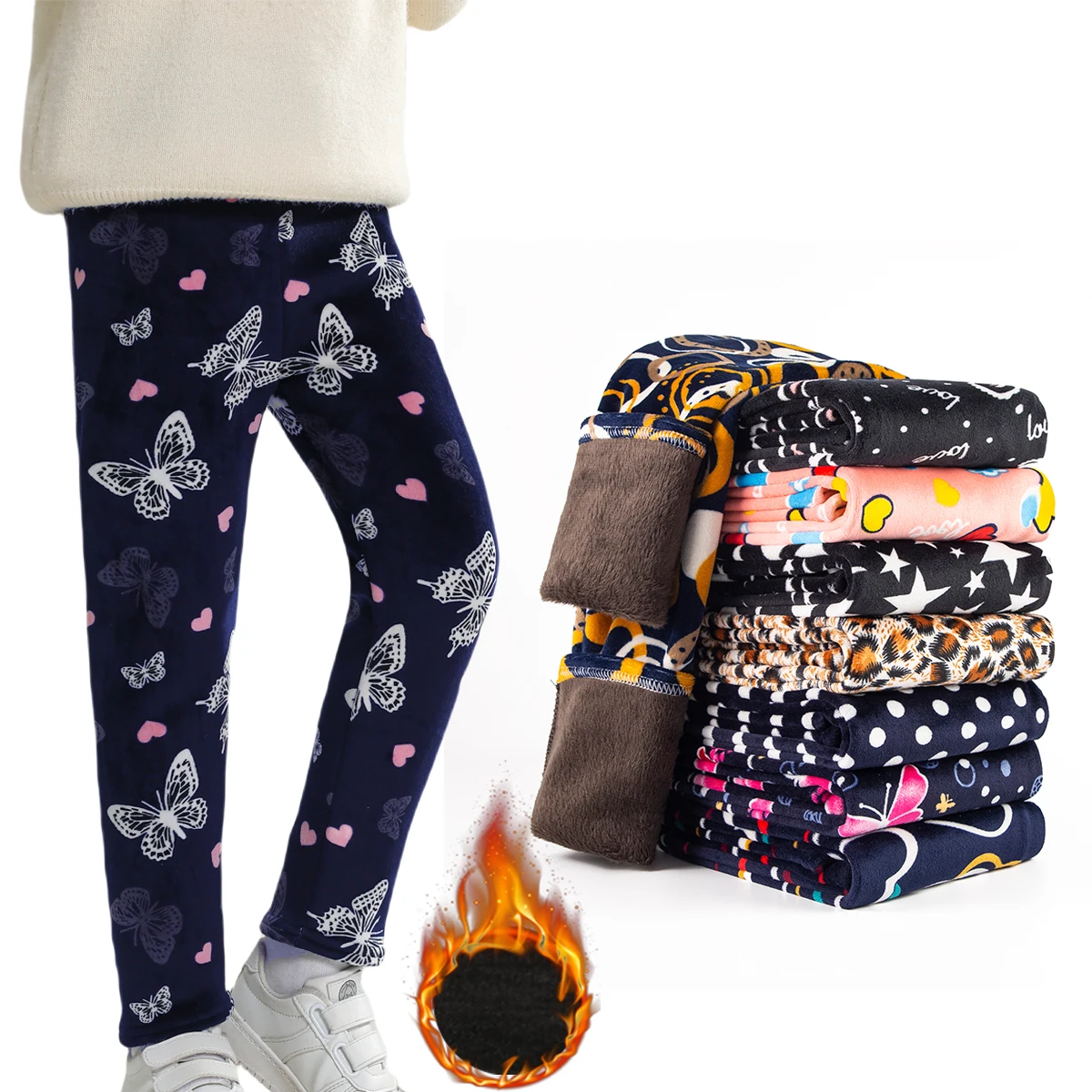SheeCute Mallas de invierno con forro polar para niñas