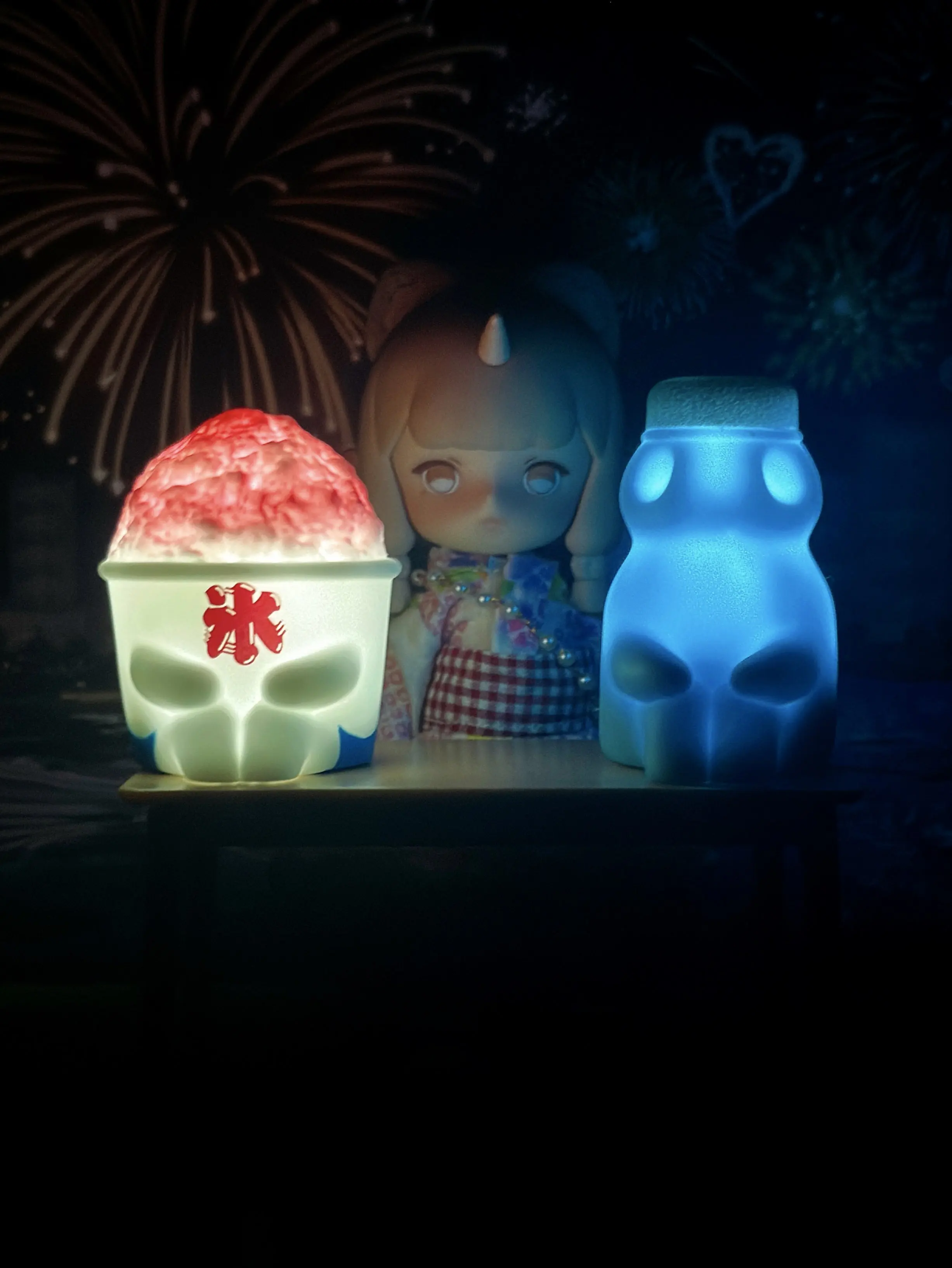 Botella Ramune y perro de maíz