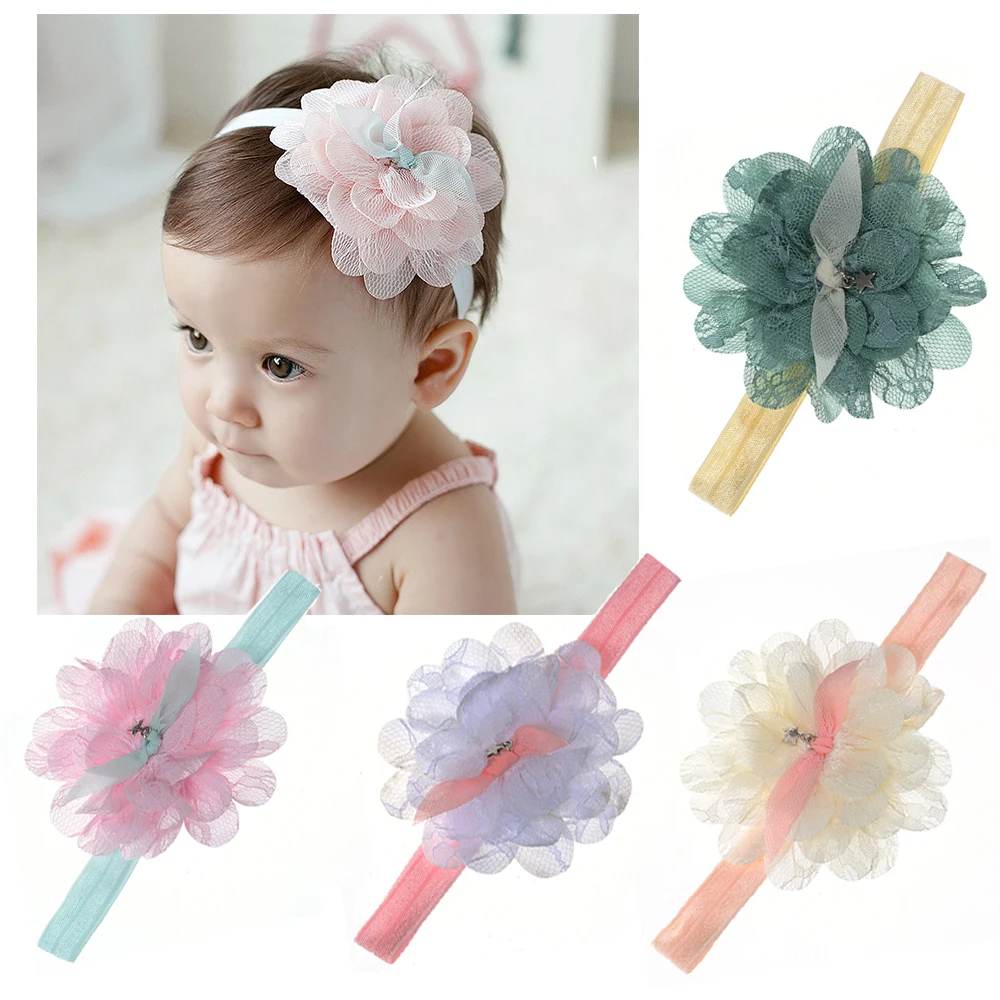 Diadema para bebé con flores de encaje