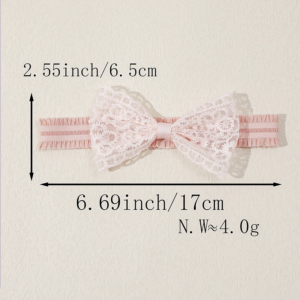 Diademas elásticas de encaje con lazo para bebé niña – Estilo turbante - imagen 5