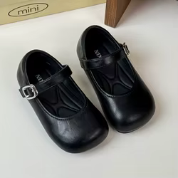 Zapatos de cuero infantiles planos antideslizantes para niña