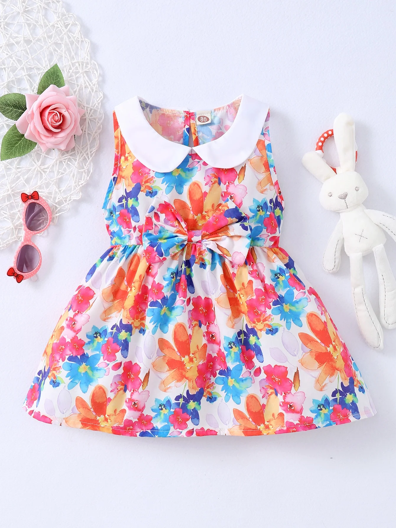Vestido de verano floral sin mangas para niña, falda princesa - imagen 4