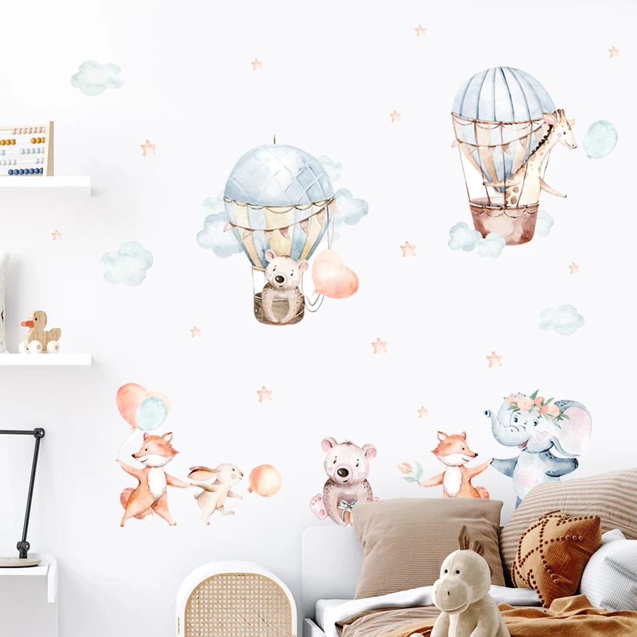 Vinilos decorativos infantiles – Globos y animales en acuarela - imagen 5