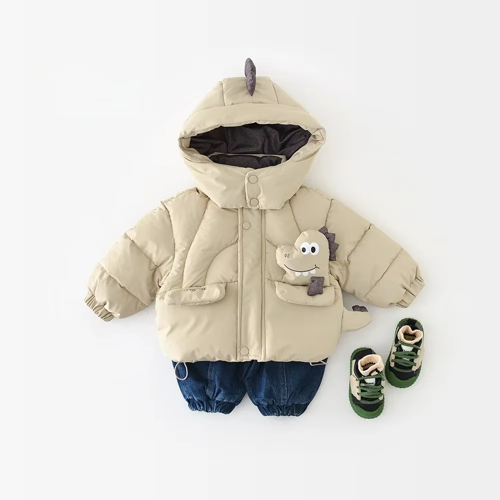 Abrigo acolchado infantil con capucha – Estampado dinosaurio - imagen 5