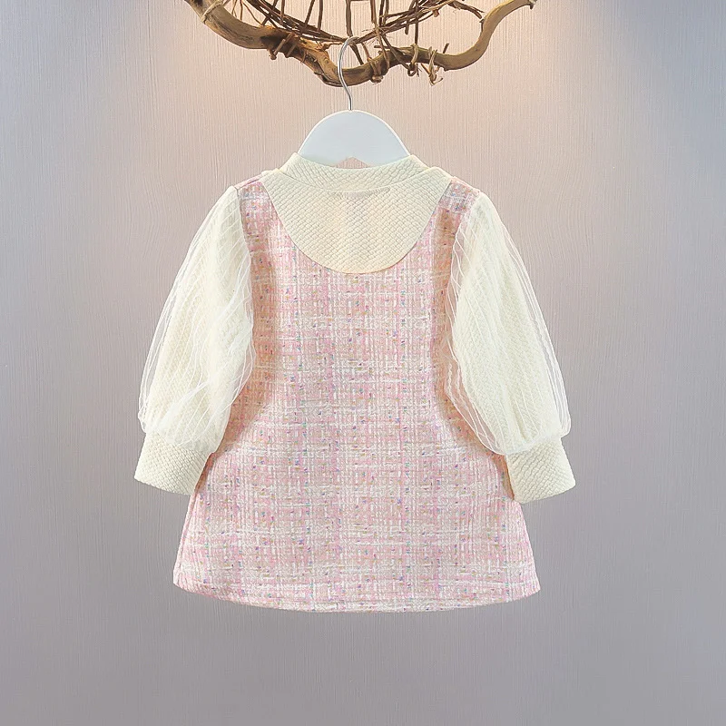 Vestido de princessa para niña - Manga larga con cuadros de primavera - imagen 5