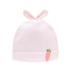 Gorrito recién nacido de algodón puro doble capa con luna y conejo