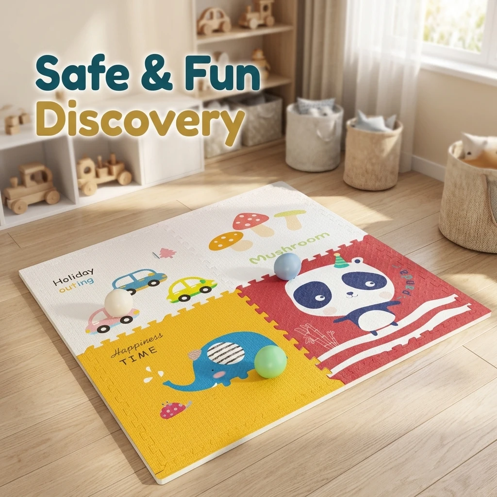 Alfombra espuma infantil encajable con dibujos de animales y números