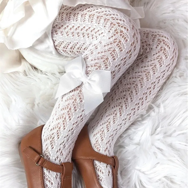 Pantimedias transpirables de algodón suave para niña con lazo – Verano - imagen 2