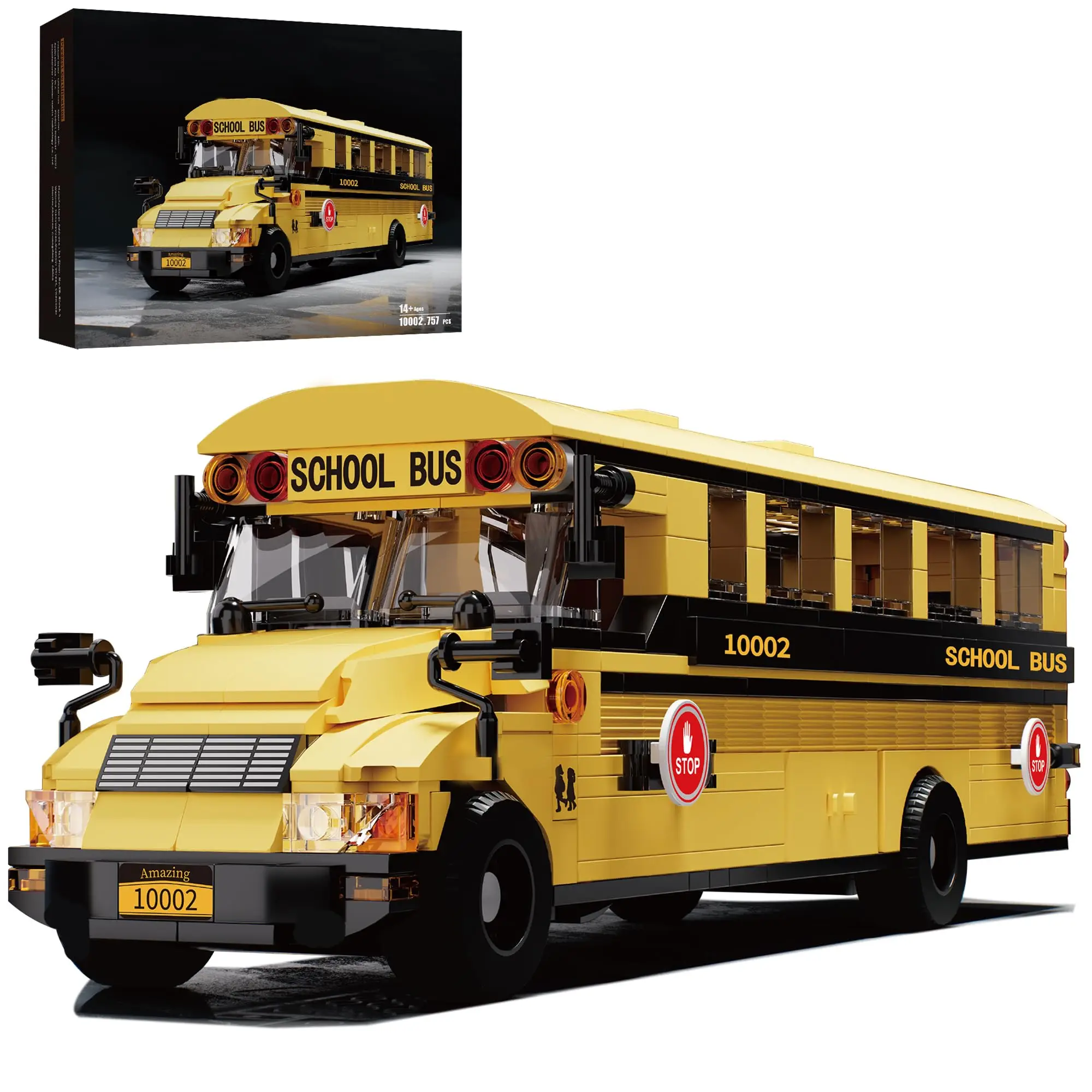 Bloques de construcción autobús escolar clásico amarillo para niños