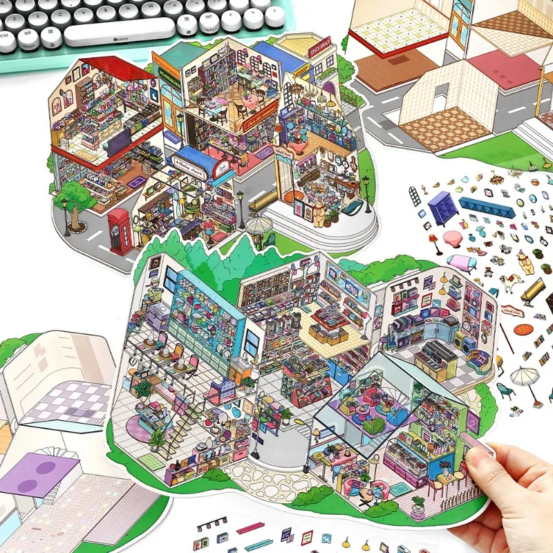 Diorama hojas de pegatinas dibujos animados para manualidades - imagen 5