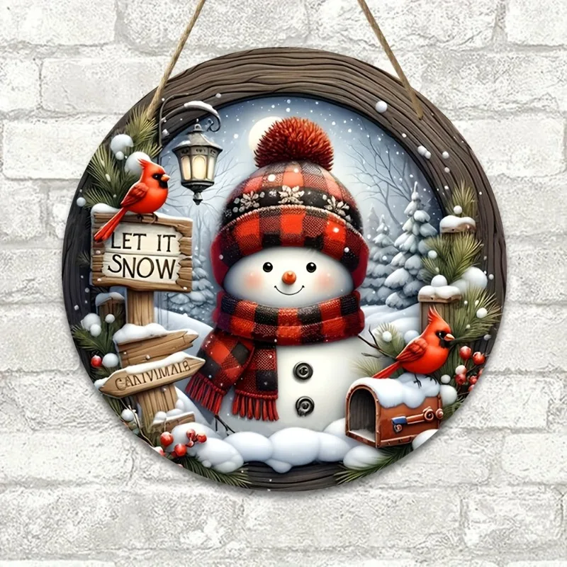 Corona de Navidad acrílico con muñeco de nieve - imagen 5