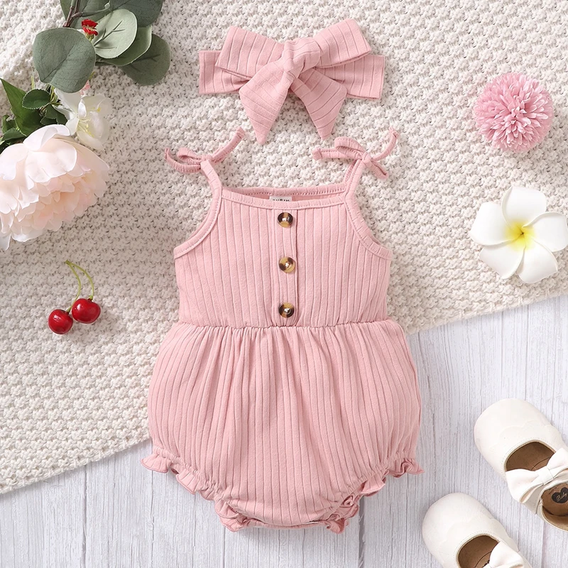 Pelele rosa con diadema para bebé niña - imagen 2