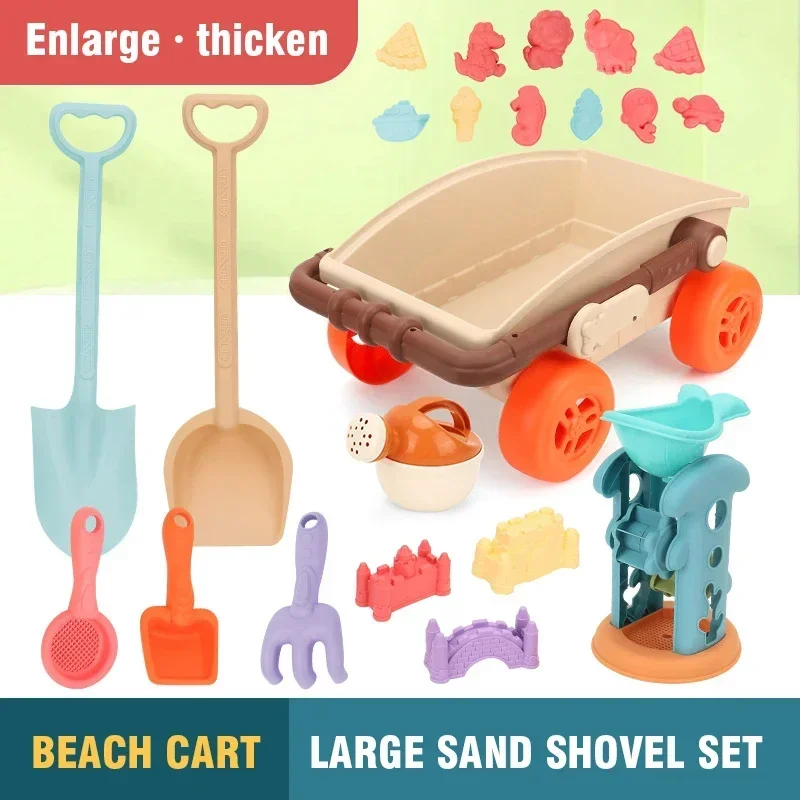 Juego de playa para niños con cubo plegable, moldes y carrito - imagen 5