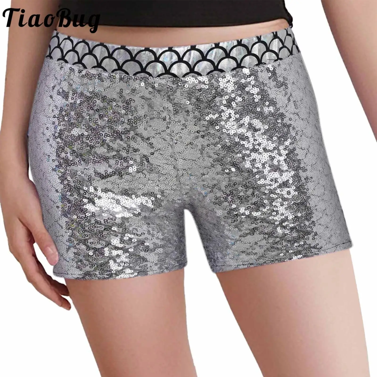 Pantalones cortos de baile niña Jazz y Hip Hop lentejuelas metálicas - imagen 4