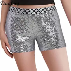 Pantalones cortos de baile niña Jazz y Hip Hop lentejuelas metálicas