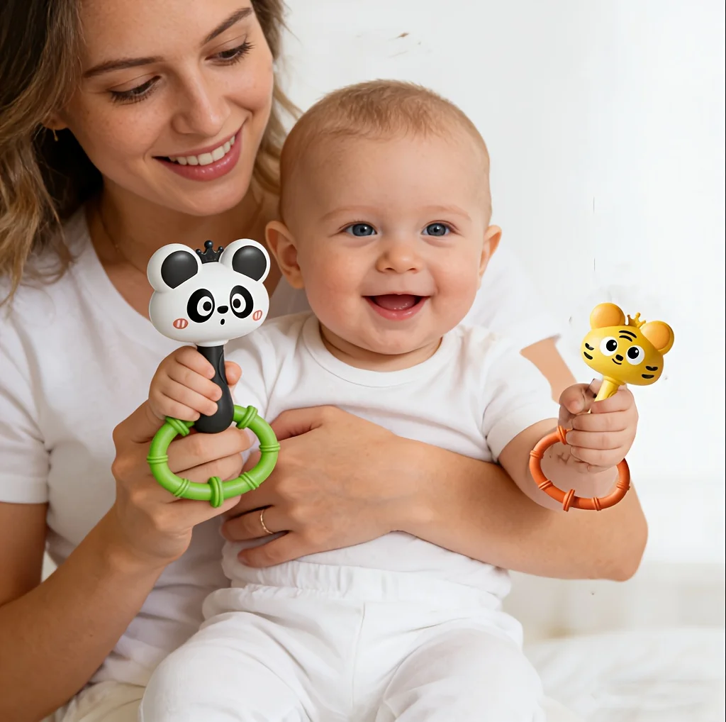 Sonajero de mano con animales coloridos y estimulación sensorial - imagen 2